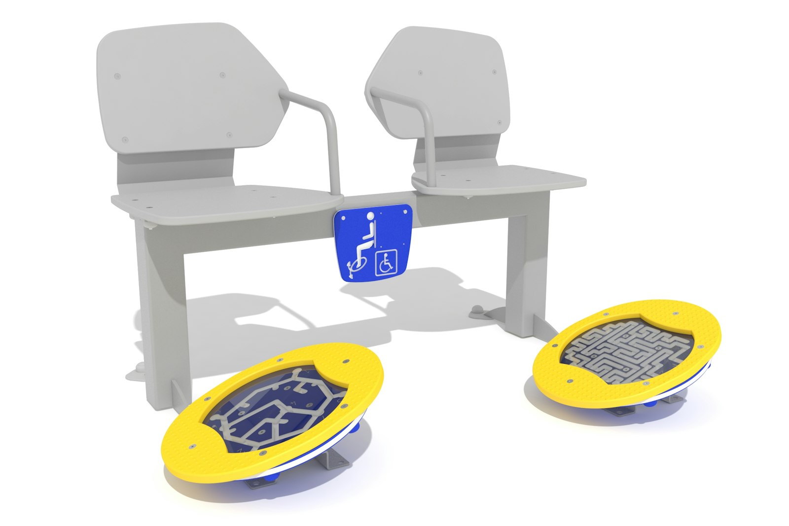 Seniorredskap Double bench with psychomotor discs