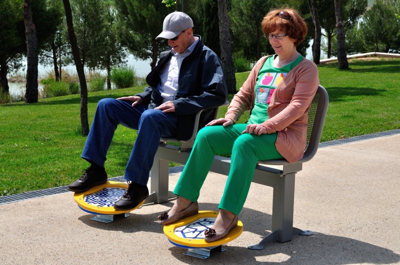 Seniorredskap Double bench with psychomotor discs