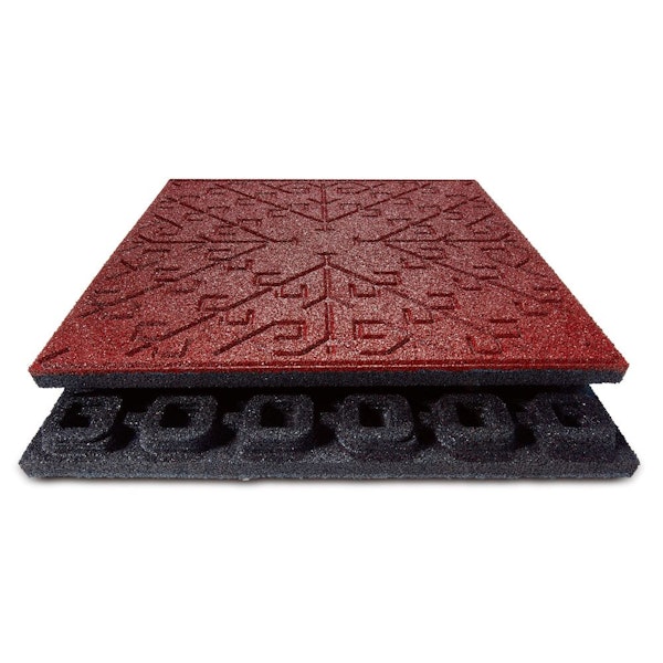 Mönstrad gummiplatta röd/svart 30 mm (m2)