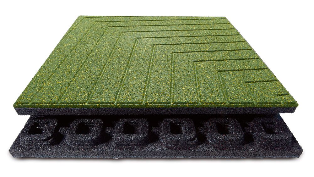 Mönstrad gummiplatta grön/blå/grå 30 mm (m2)