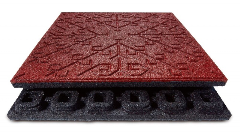 Mönstrad gummiplatta röd/svart 48 mm (m2)