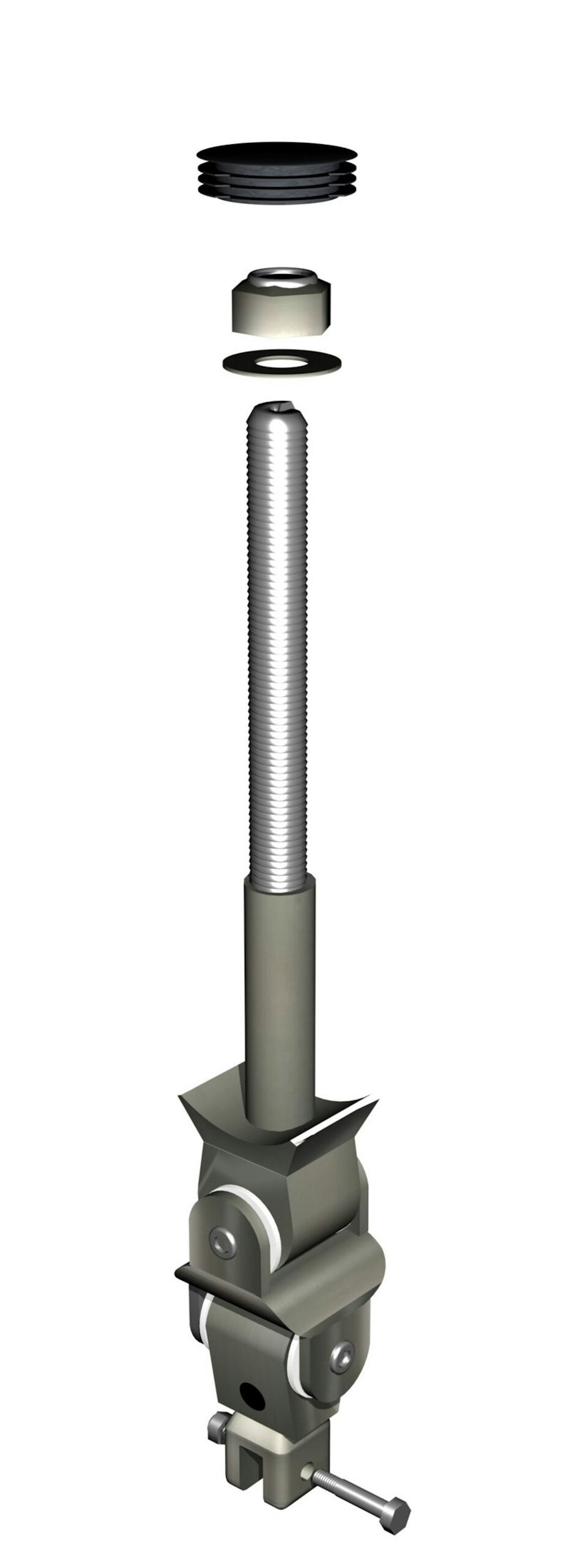 Swing suspension with univ. Joints horizontal mount