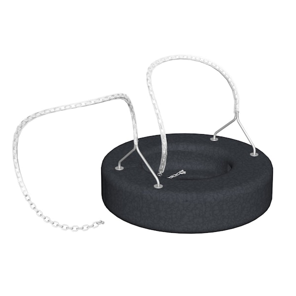 Tyre swing with 180 cm stainles steel chain