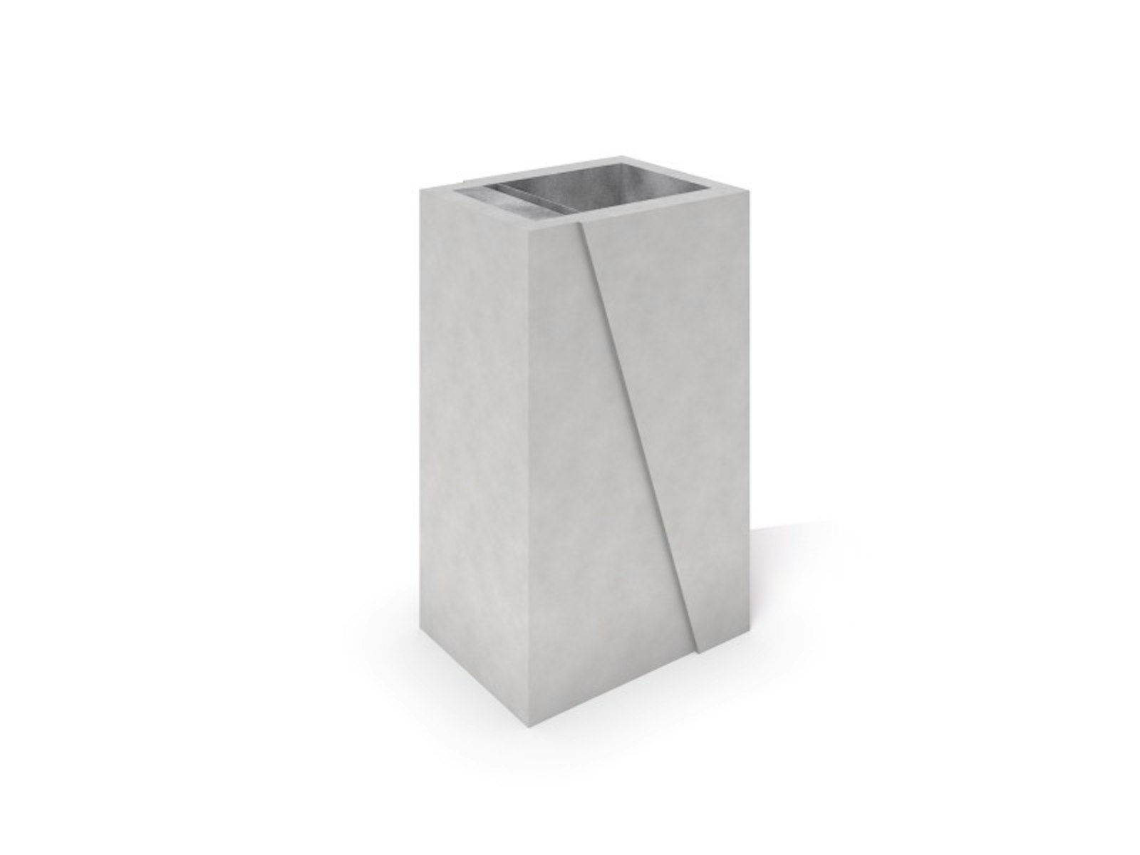DECO white concrete trash bin 01