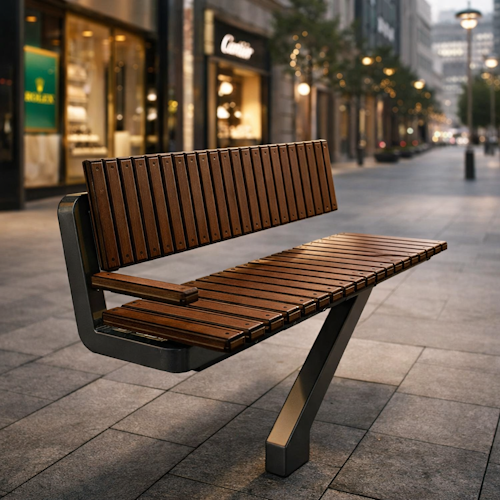 Parkbänk i massivt trä