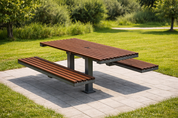 Bänk och bord i massivt trä