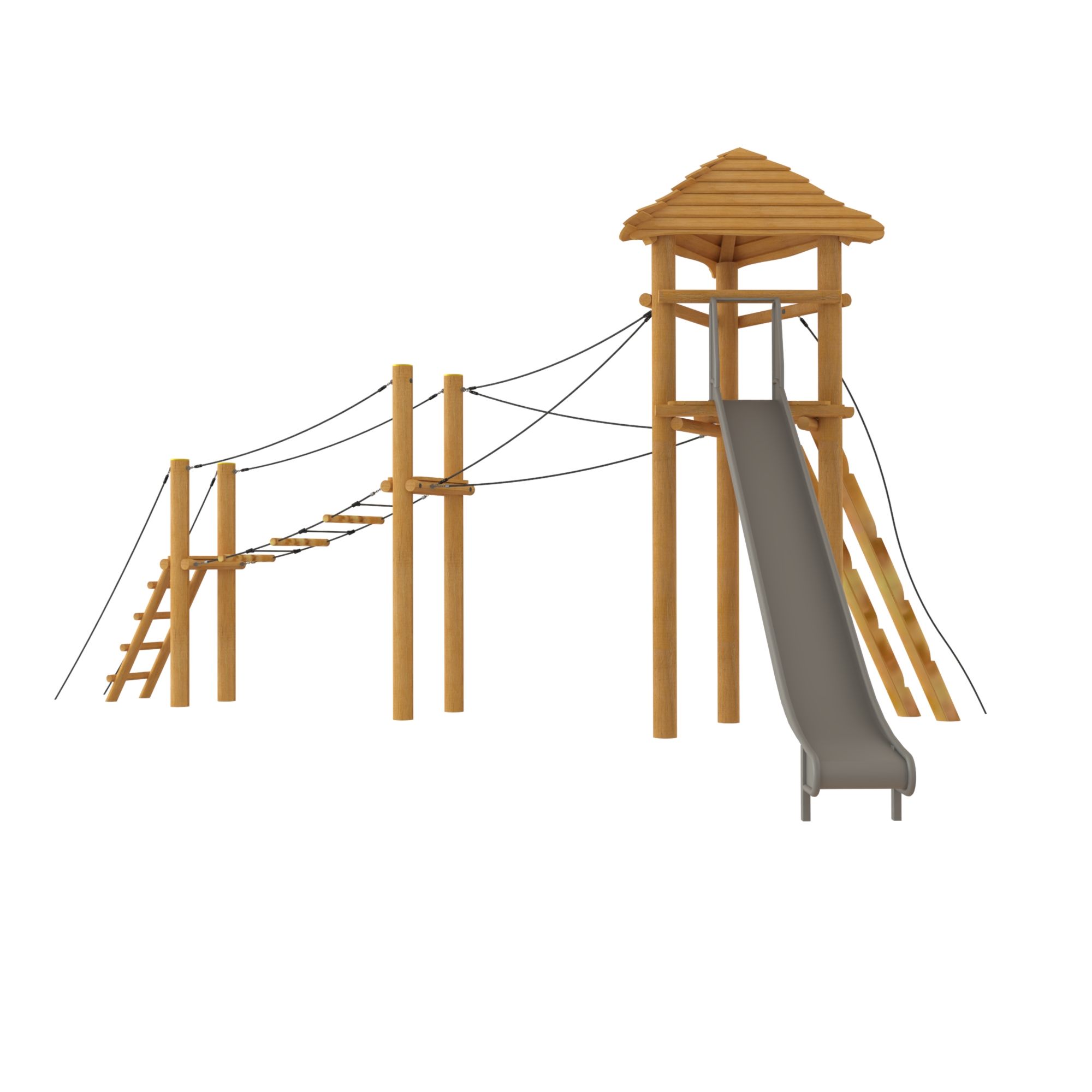 Robinia trädkoja med rutschkana, hög version