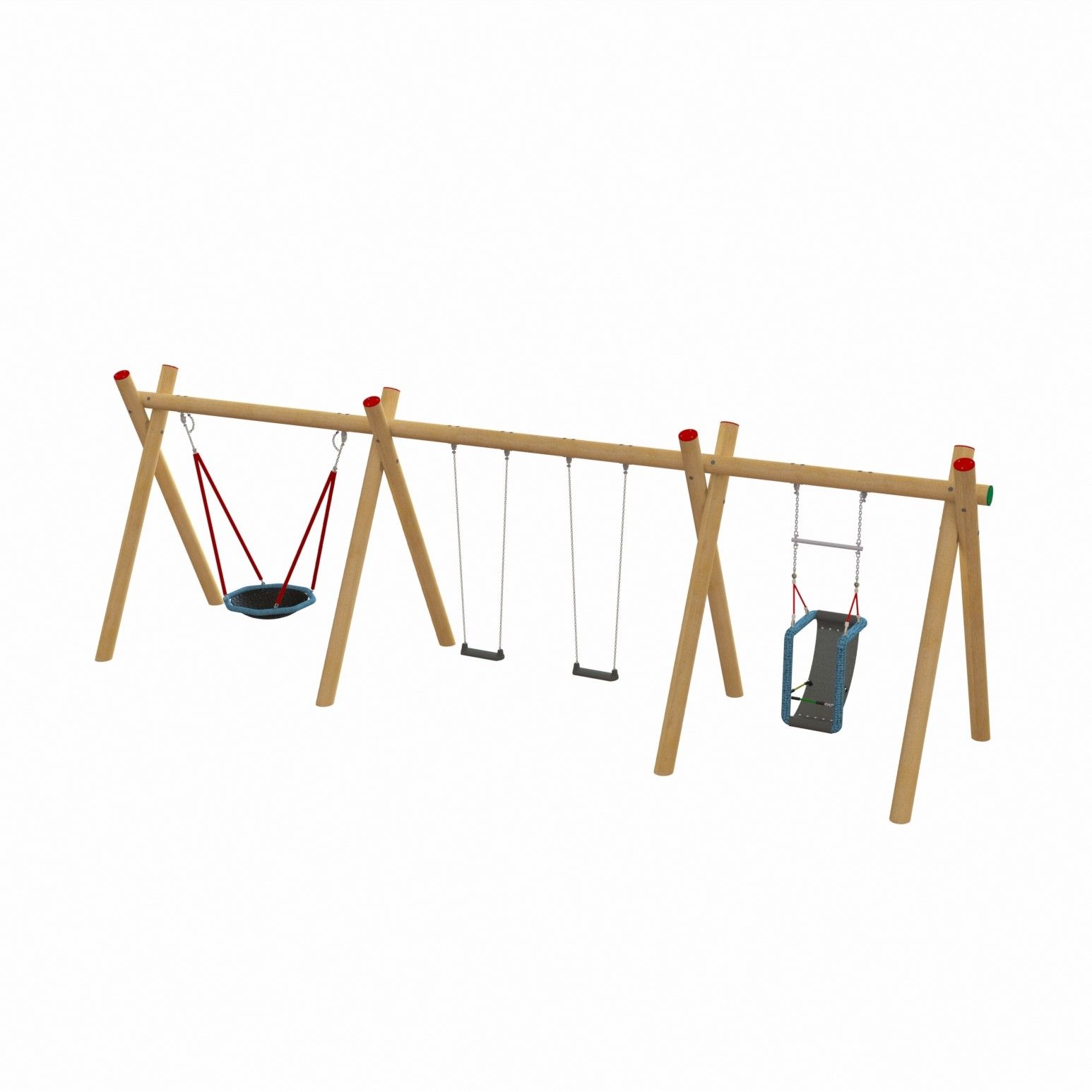 Länkad gunga, tredelad