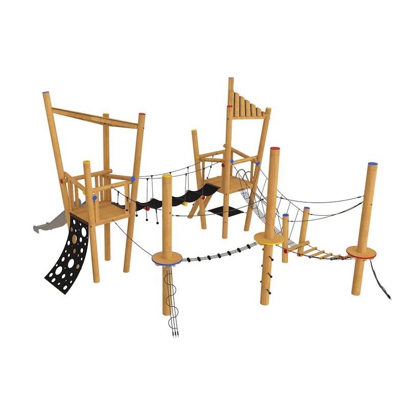 Tornkombination med klätterbana och rutschkana