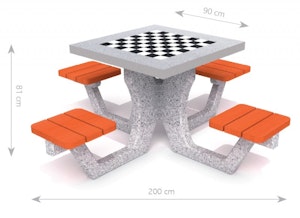 Concrete table for chess - checkers 01