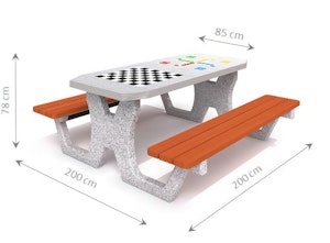 Concrete table for chess - checkers / ludo game 02