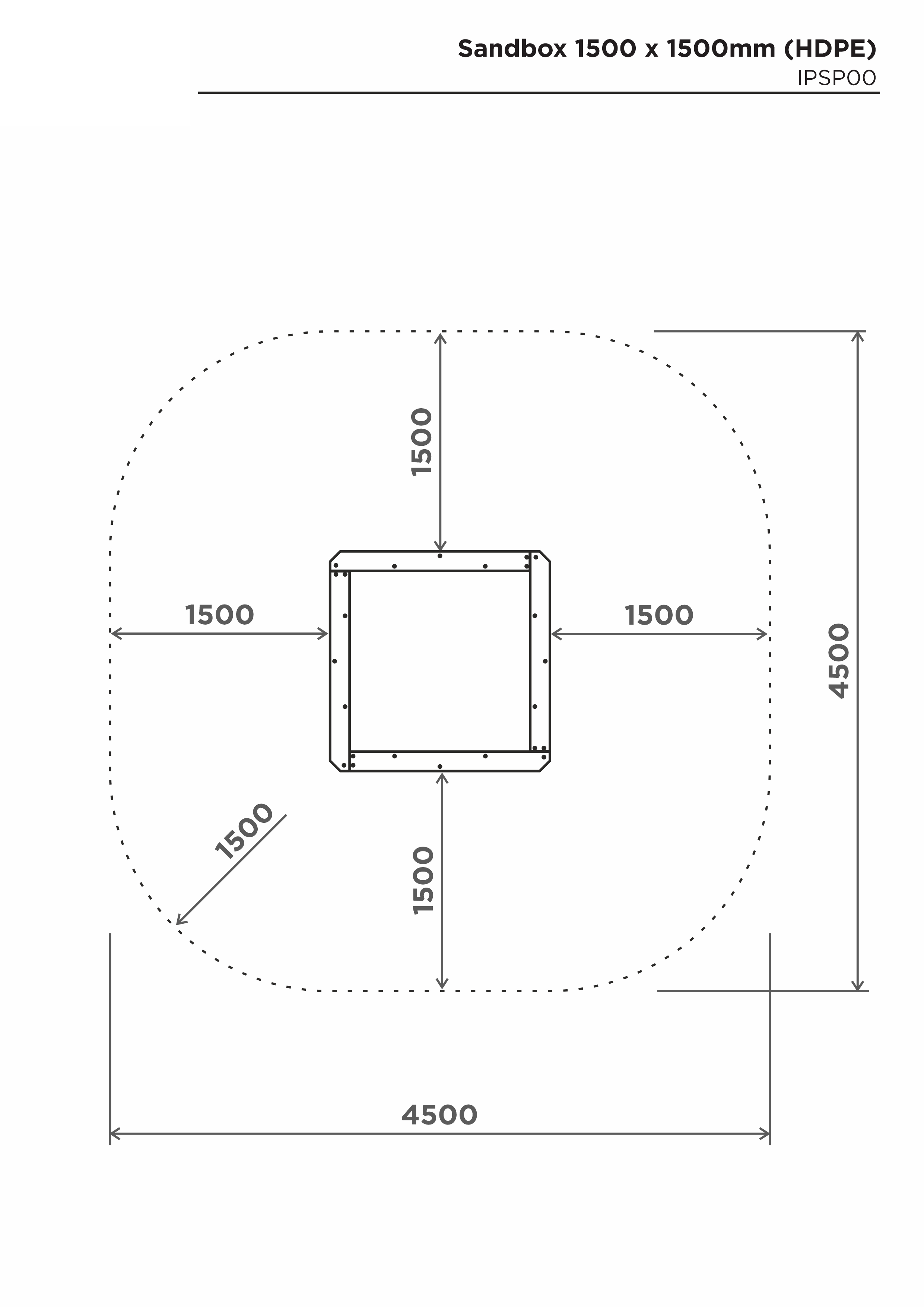 Sandlåda 1500*1500mm (HDPE) – säkerhetsyta