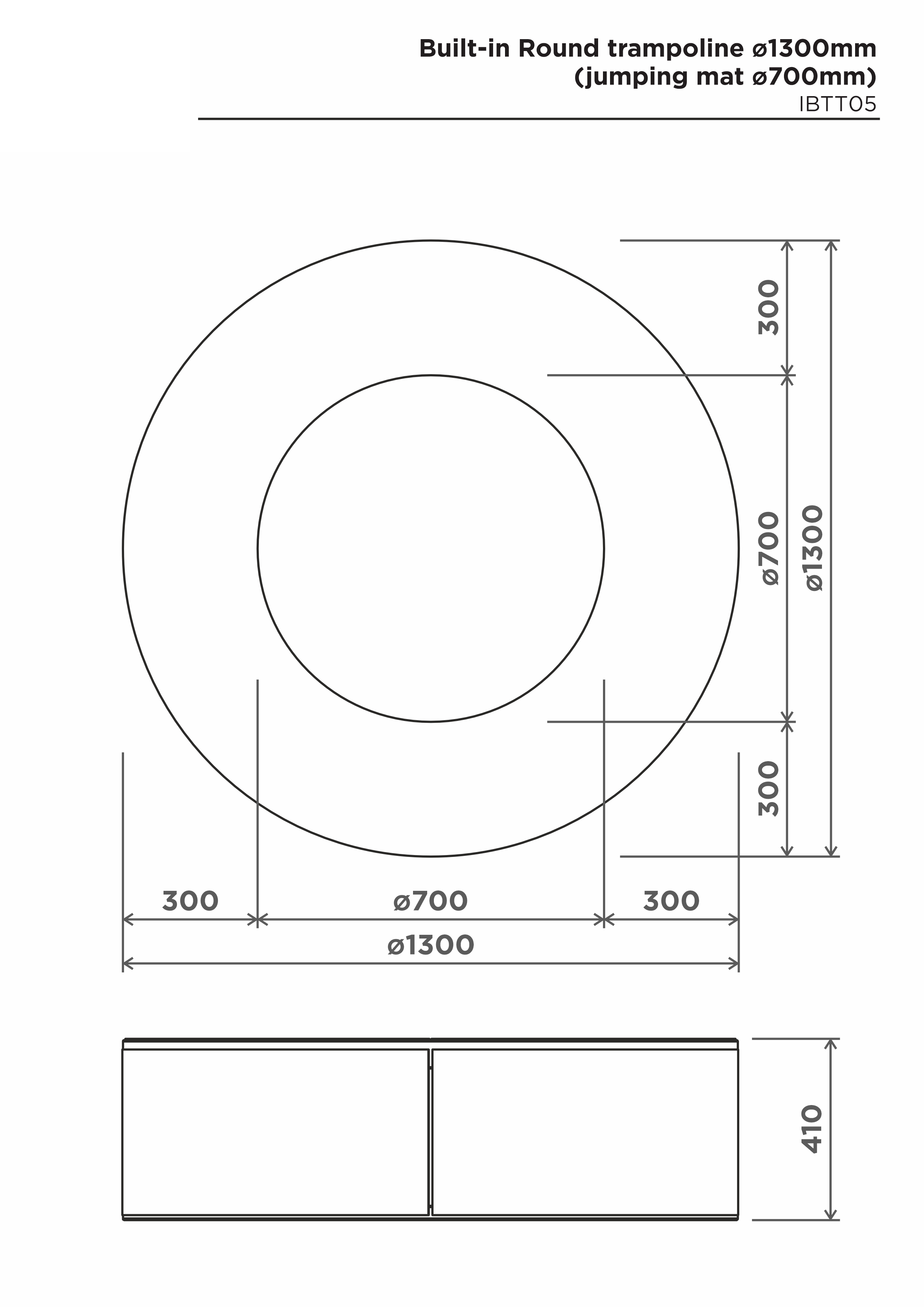 Rund studsmatta Ø1300 mm – sidovy