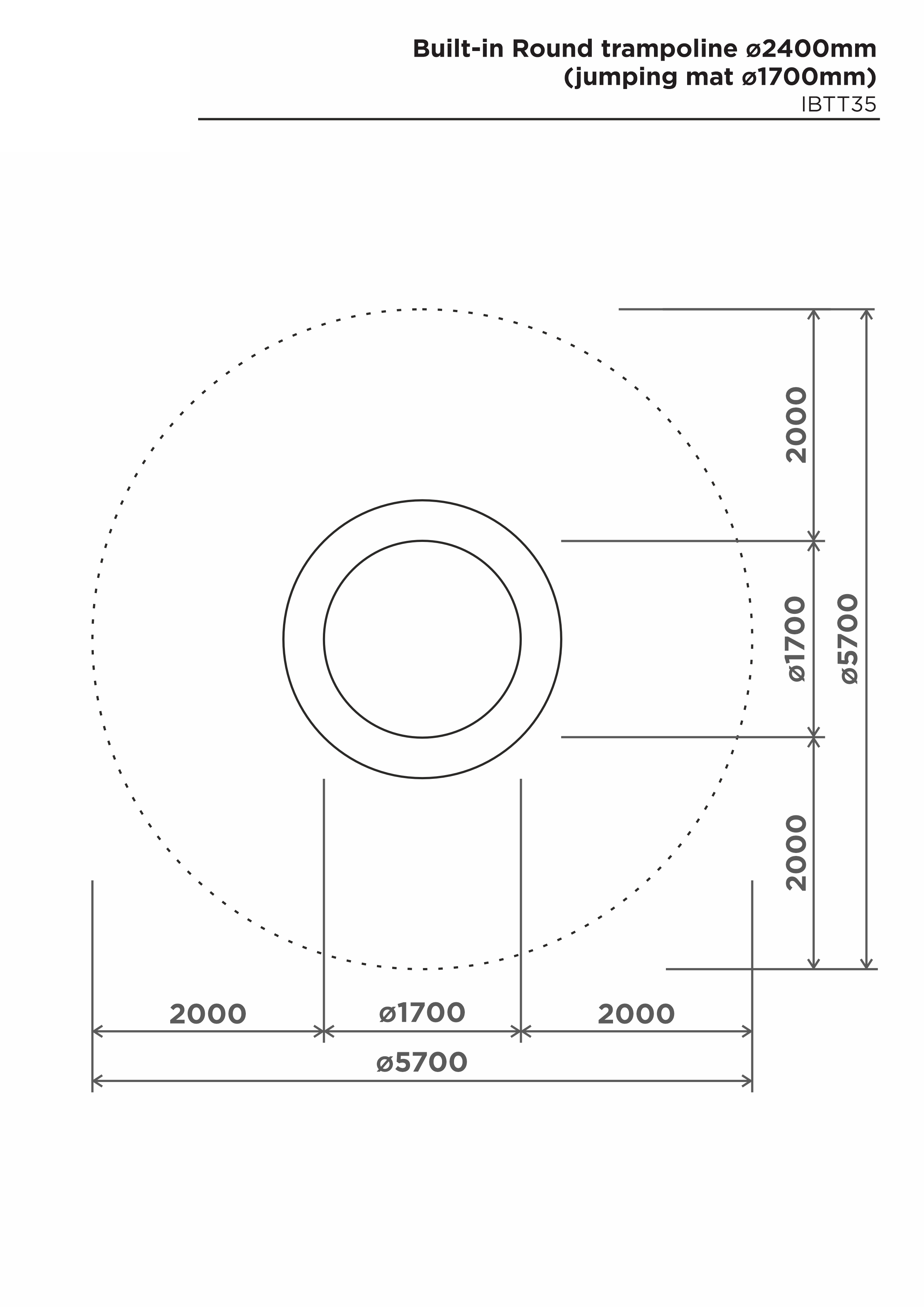 Rund studsmatta Ø2400 mm – säkerhetsyta