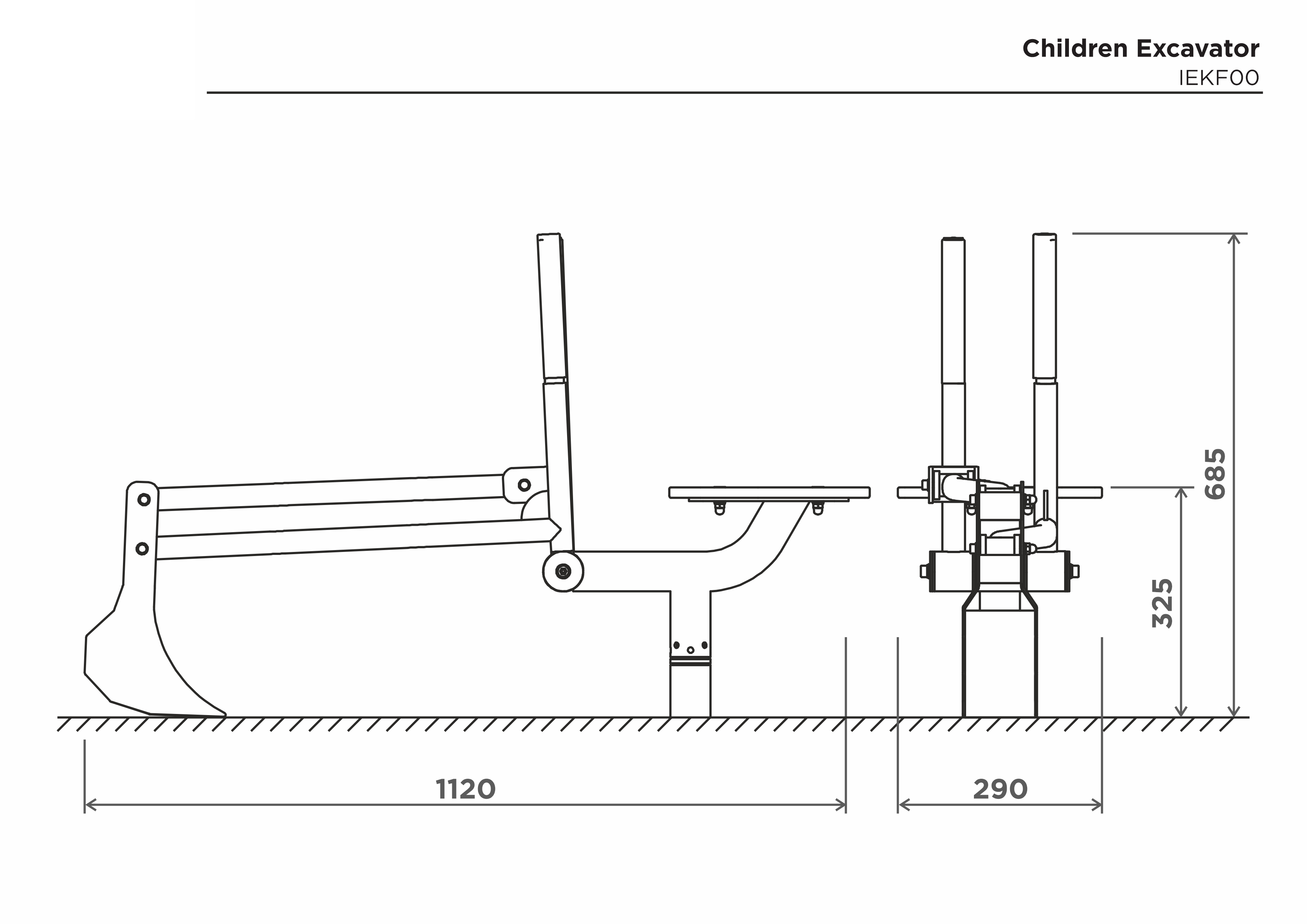Barngrävmaskin, 1100mm – sidovy