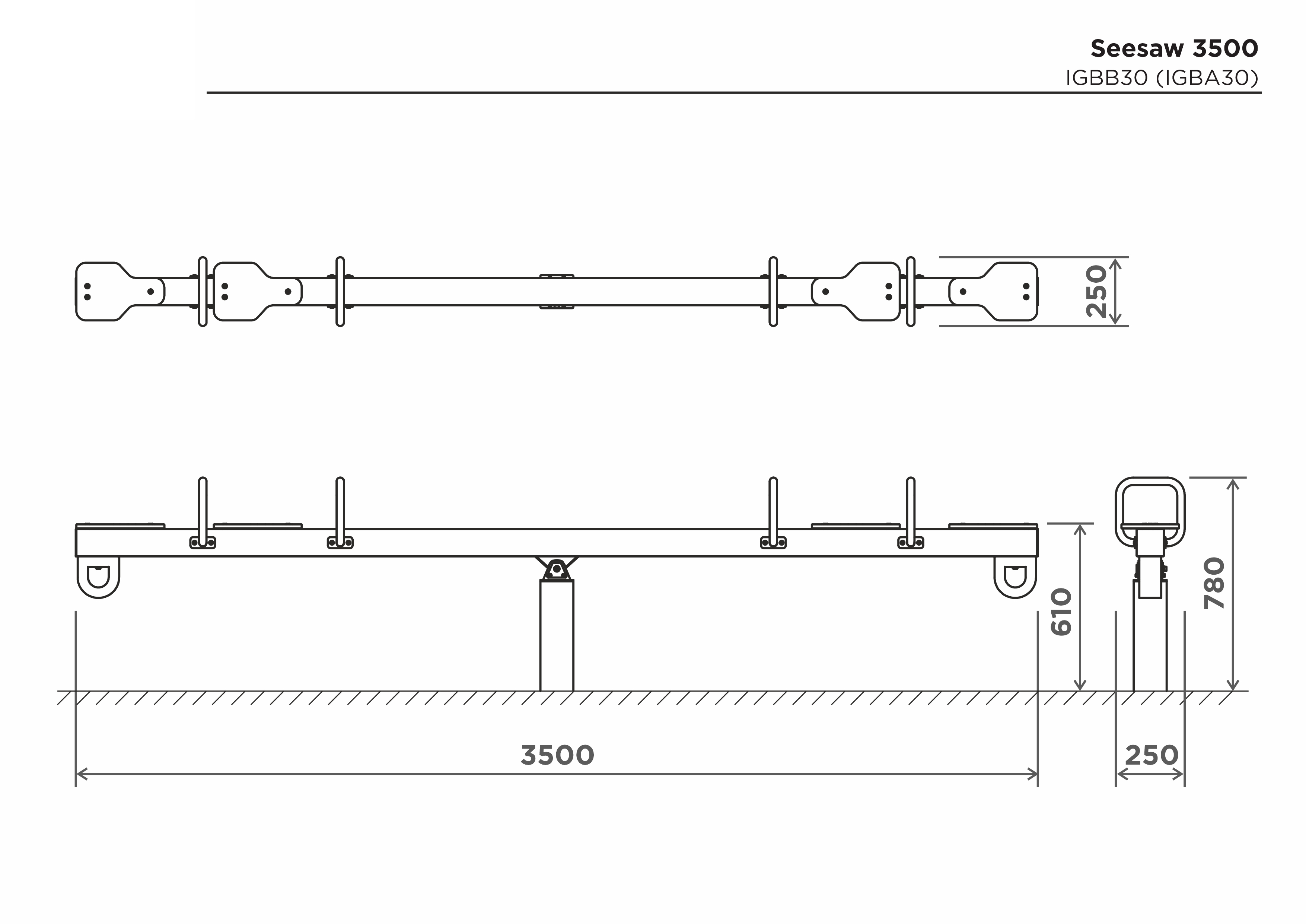 Gungbräda 3500mm – sidovy