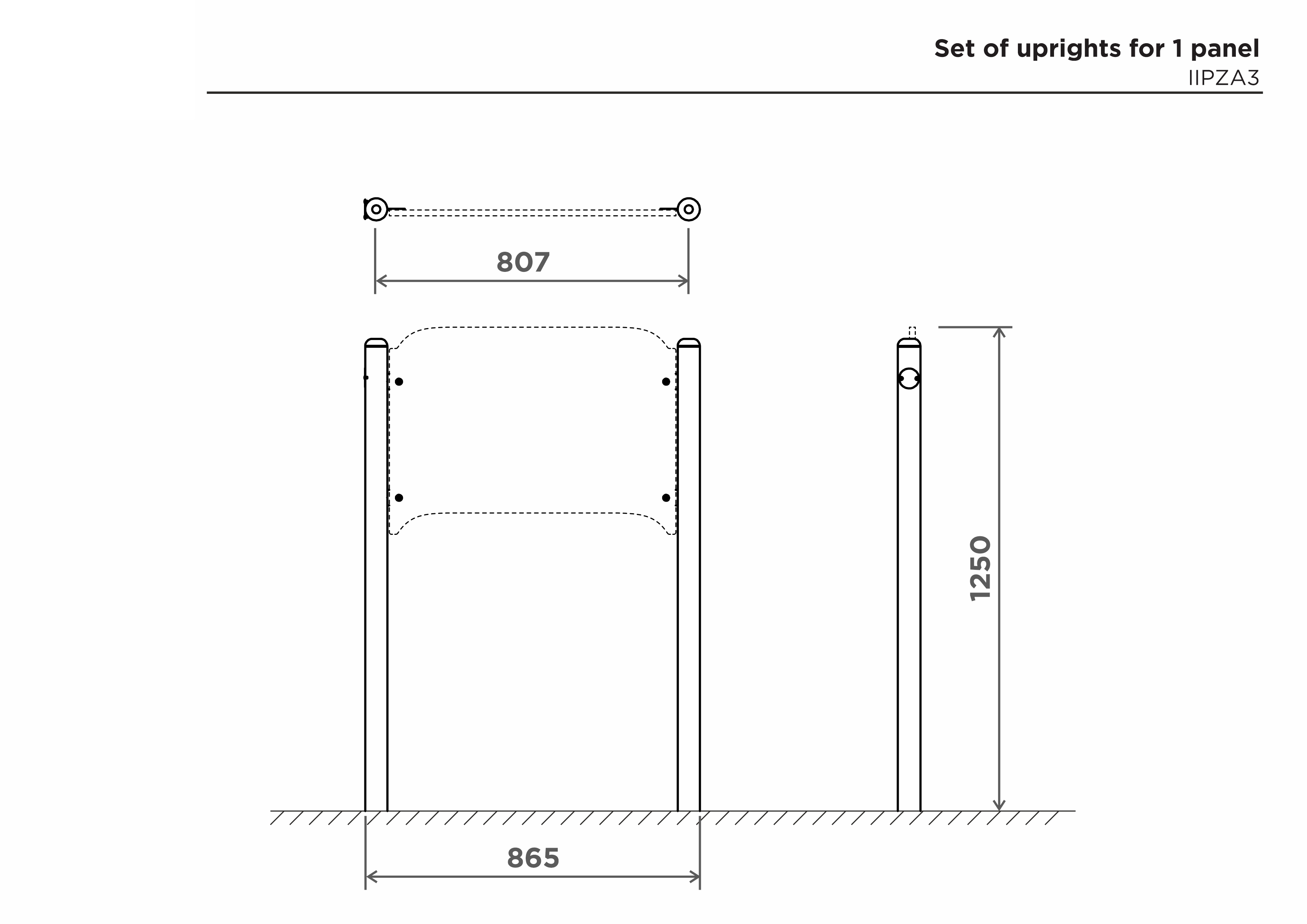 Stolpsats för 1 panel – sidovy