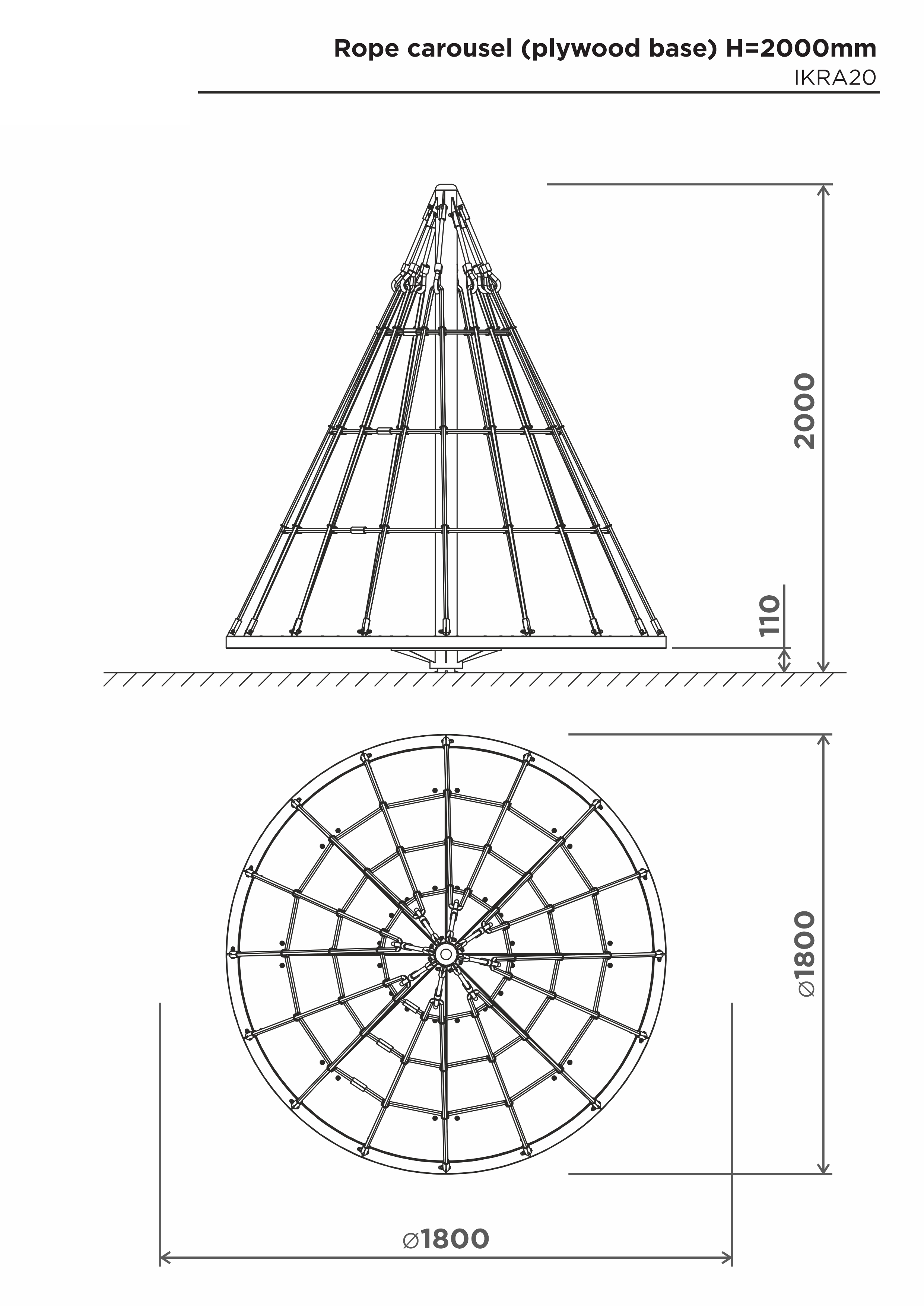 Repkarusell (plywoodbas) H=2000mm – sidovy
