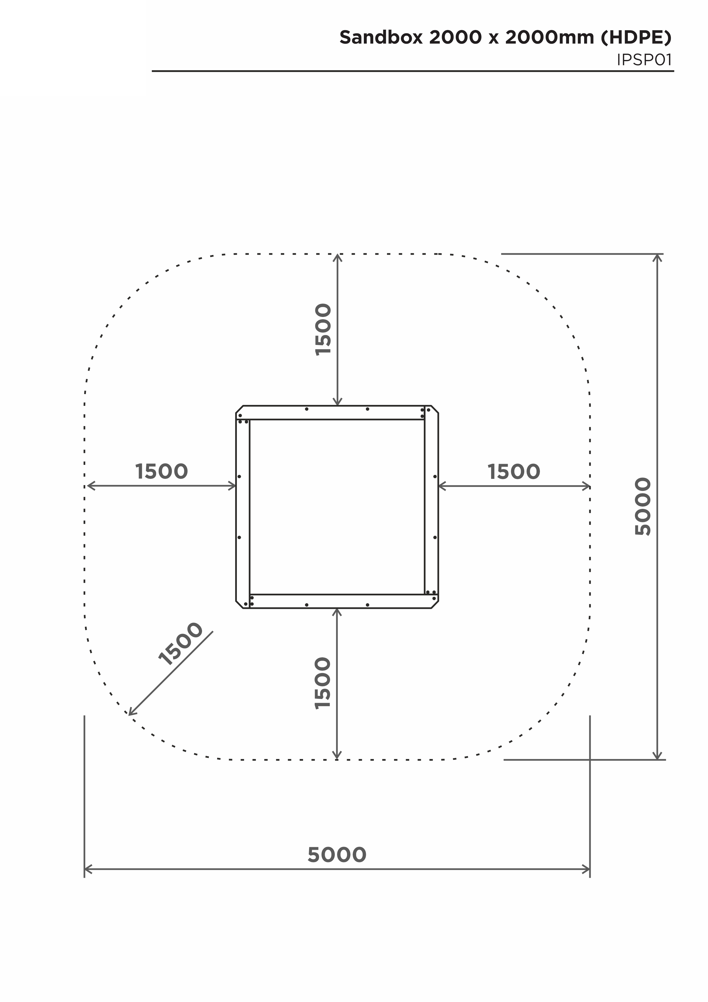 Sandlåda 2000*2000mm (HDPE) – säkerhetsyta
