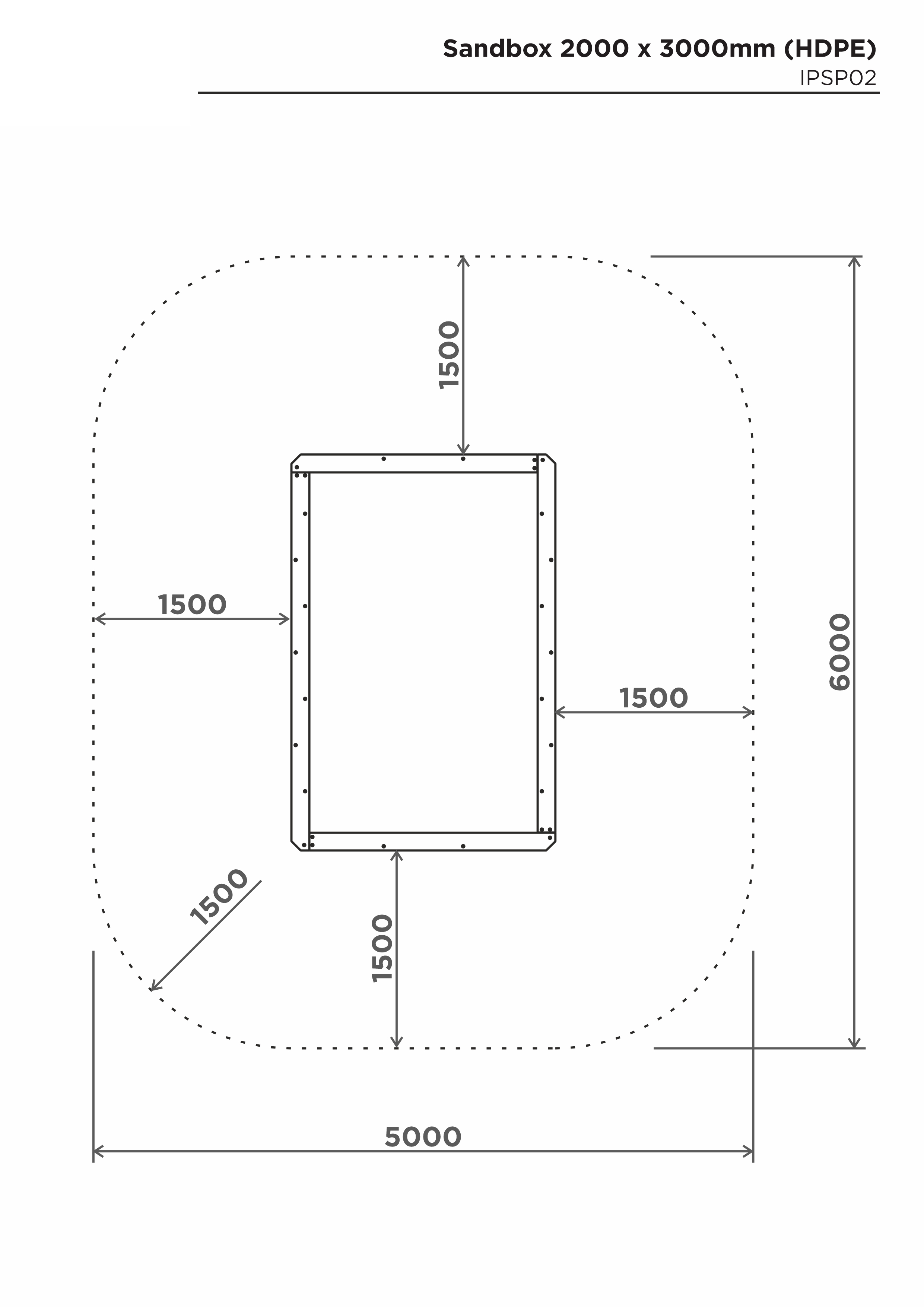 Sandlåda 2000*3000mm (HDPE) – säkerhetsyta