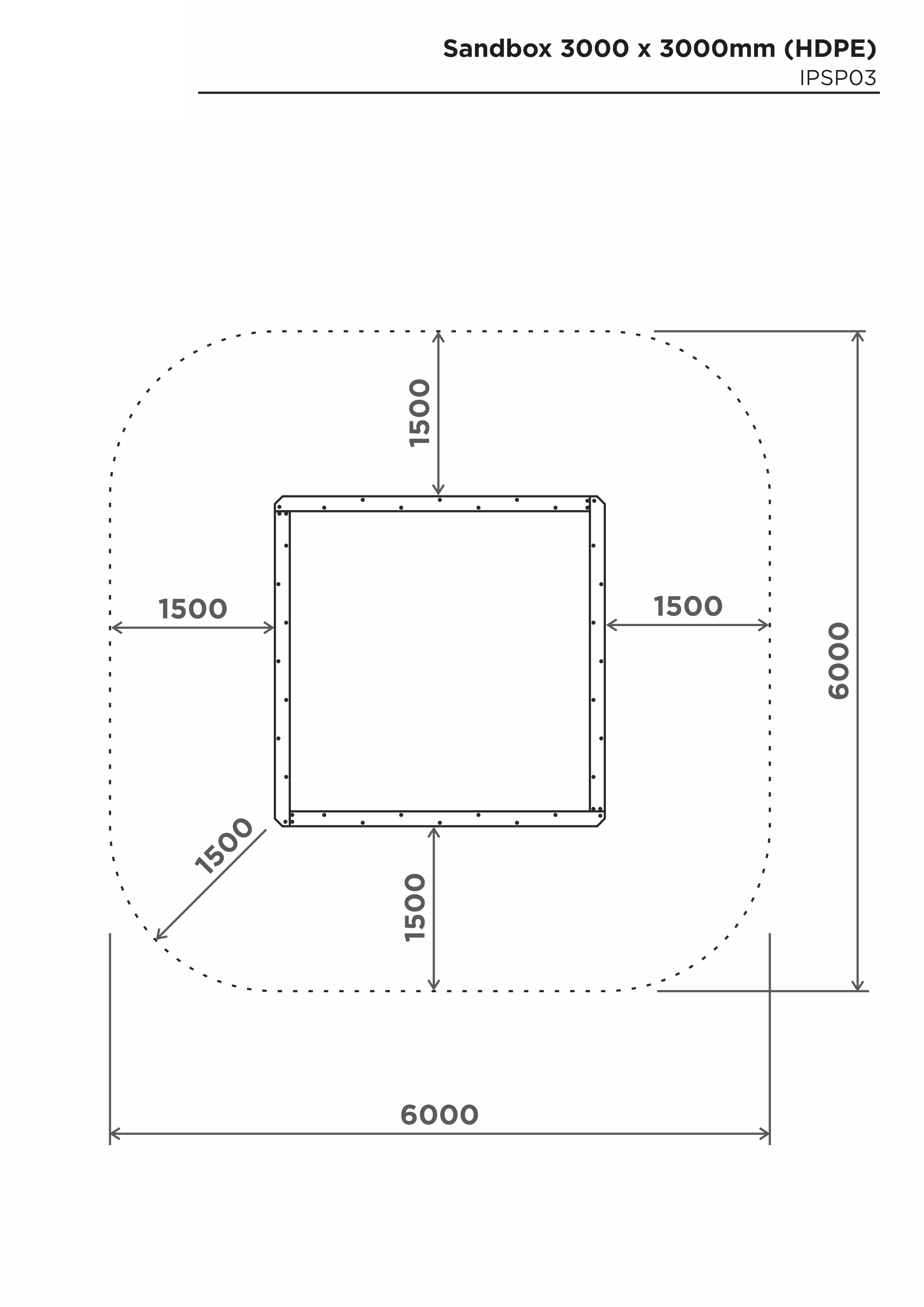 Sandlåda 3000*3000mm (HDPE) – säkerhetsyta