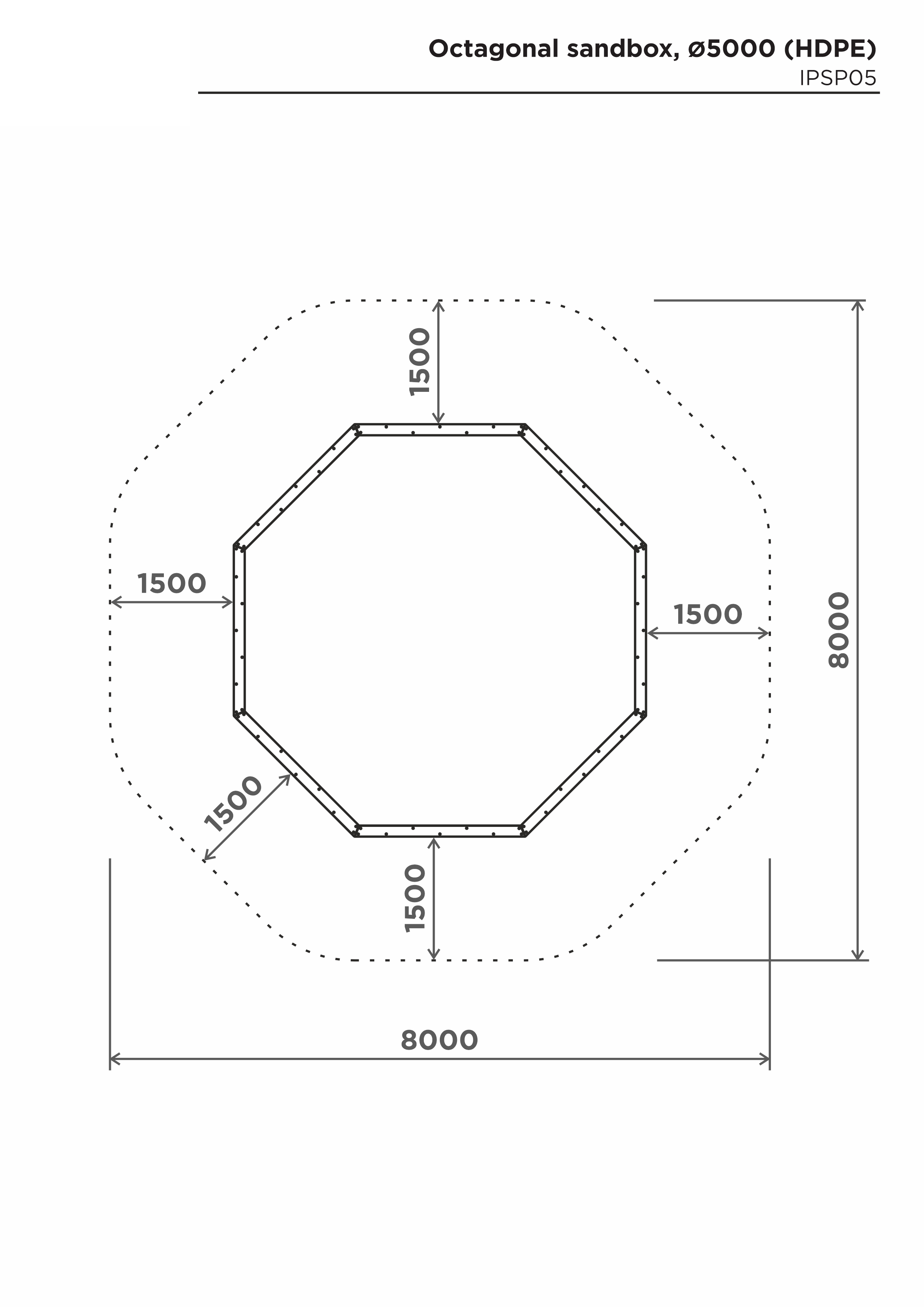 Åttakantig sandlåda, d-5000 (HDPE) – säkerhetsyta