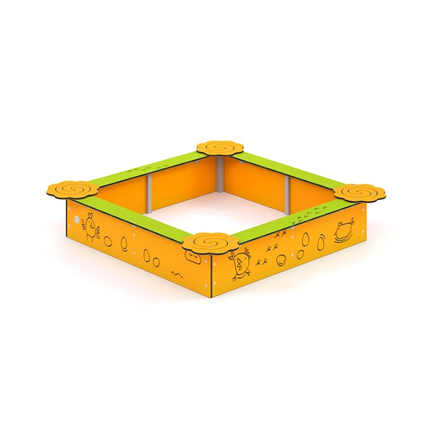 Sandlåda med sitsar 1500x1500mm (HDPE)