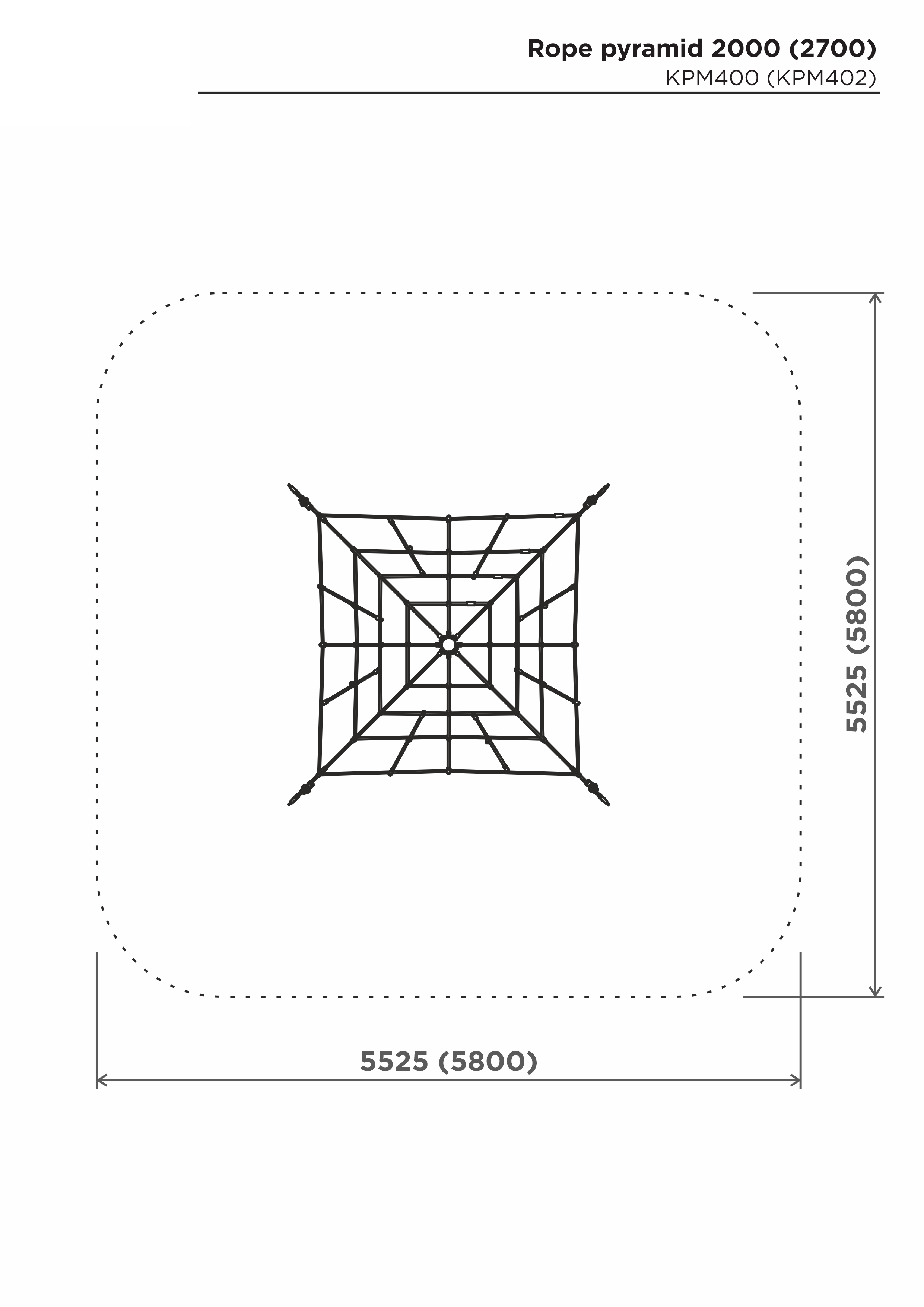 Klätterpyramid i rep H-2700 mm – säkerhetsyta