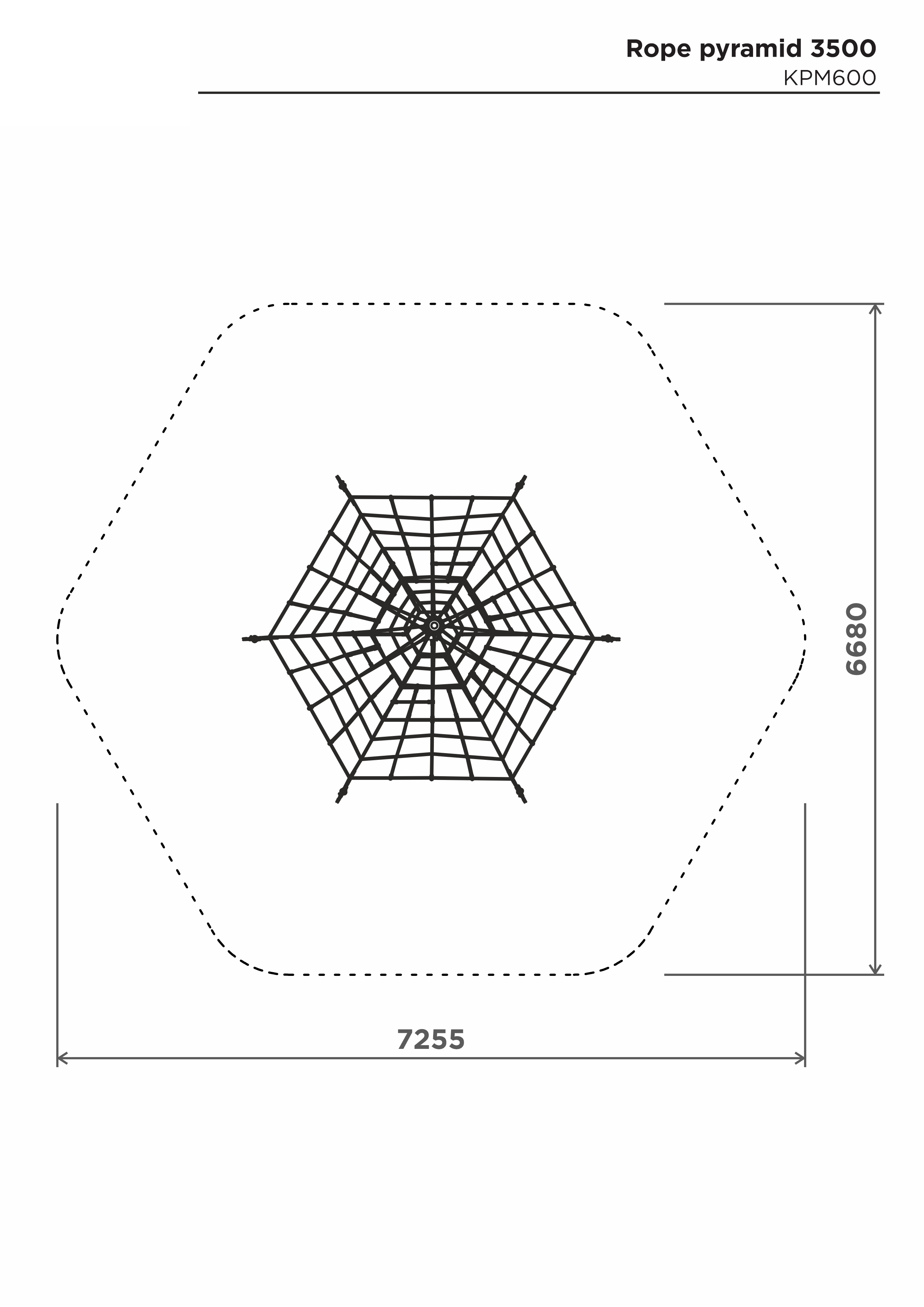 Klätterpyramid i rep H-3500 mm – säkerhetsyta