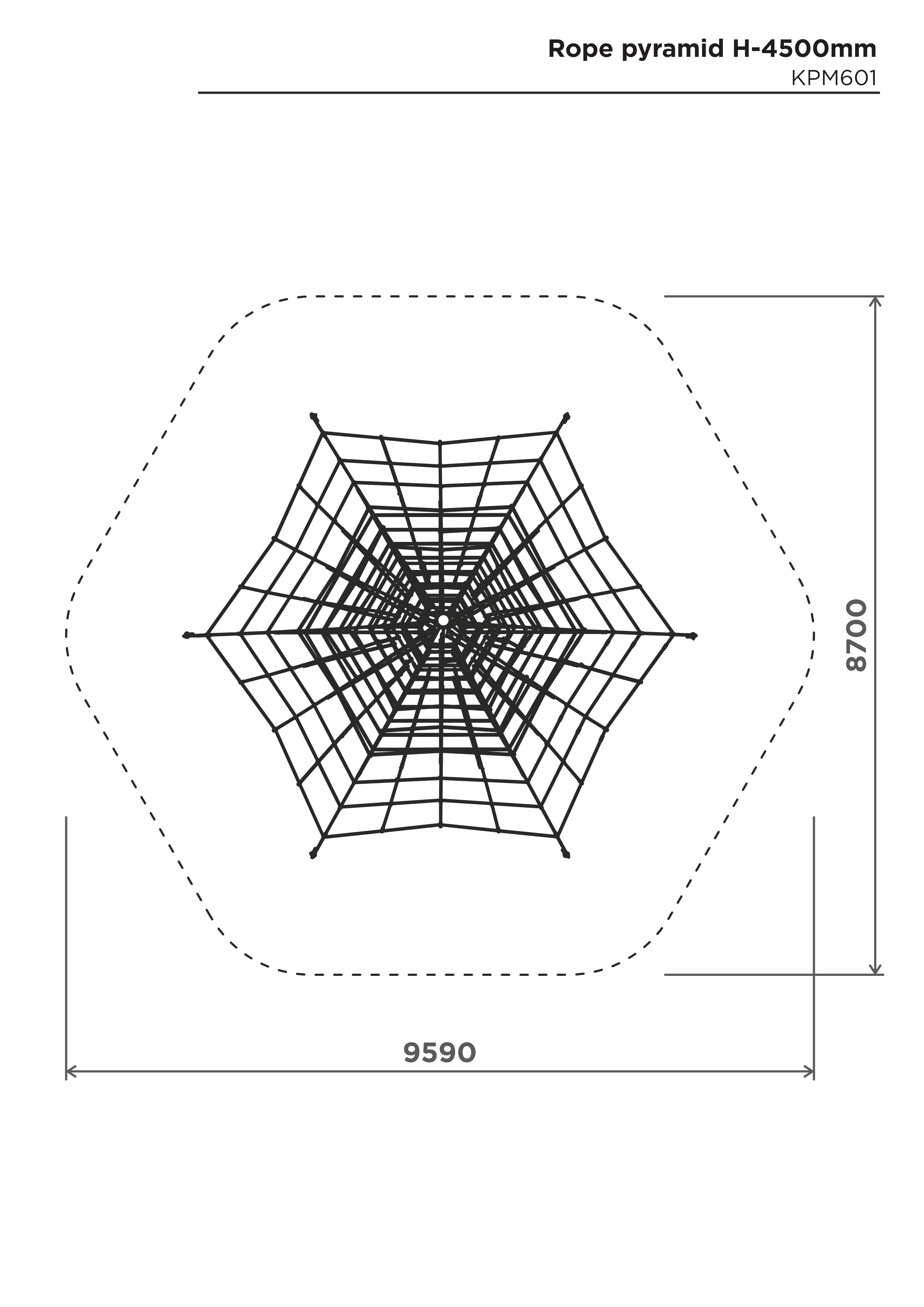 Klätterpyramid i rep H-4500 mm – säkerhetsyta