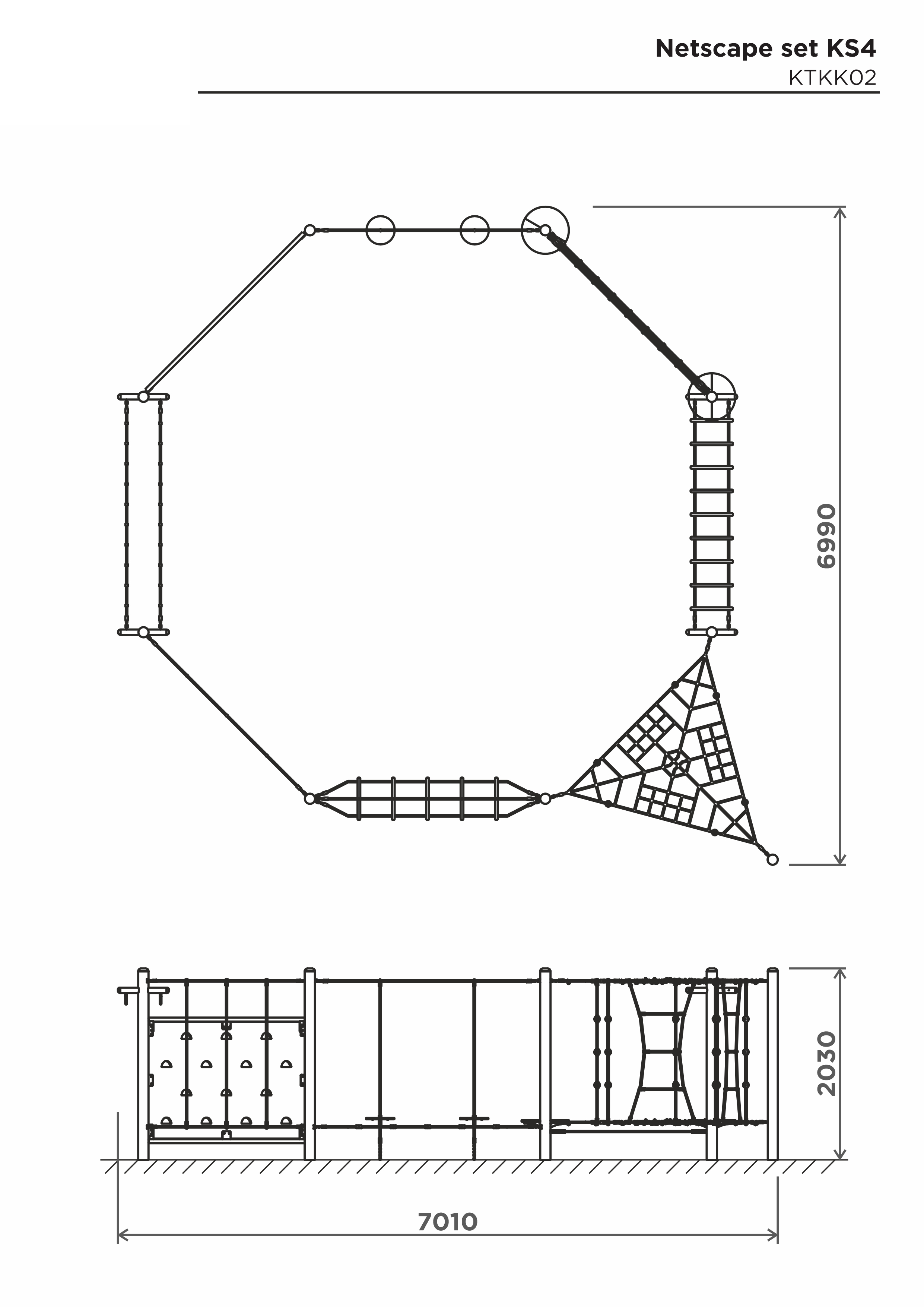 Klätternät KS4 H – sidovy