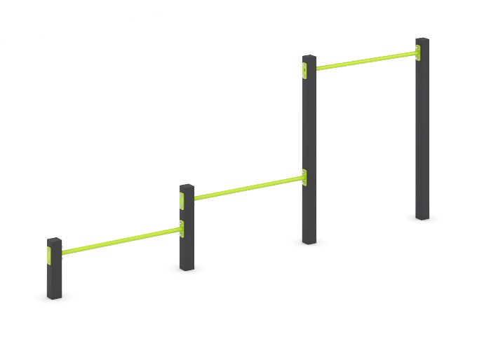 Utegym med tre räck för armhävningar 1000mm