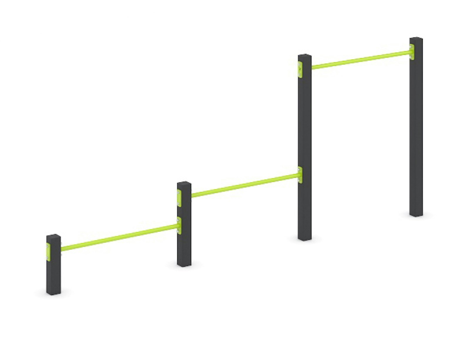 Utegym med tre räck för armhävningar 1000mm