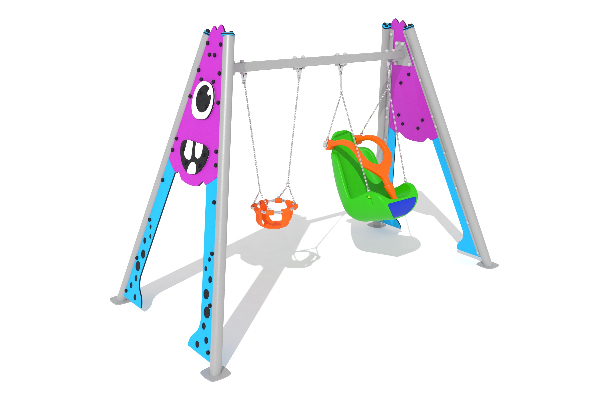 Inkluderande blandad SPOOKY Clumsy-gunga med babysits