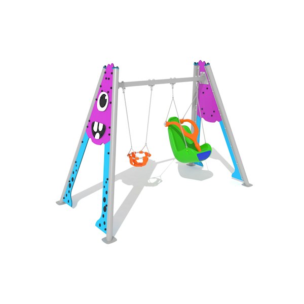 Inkluderande blandad SPOOKY Clumsy-gunga med babysits