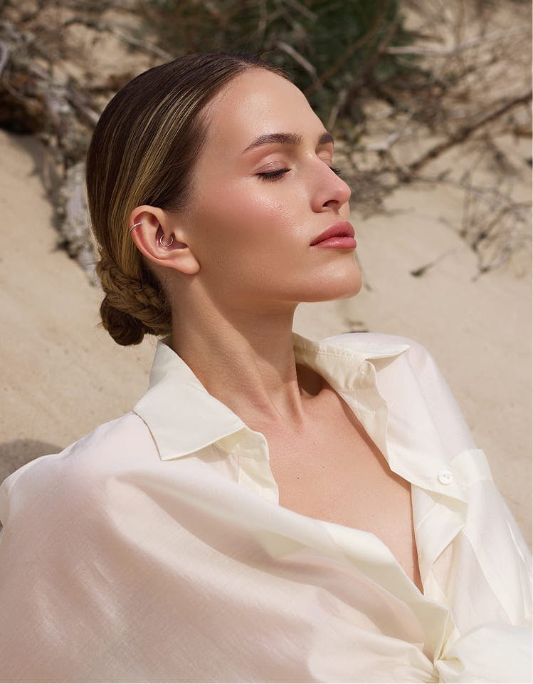woman with eyes closed