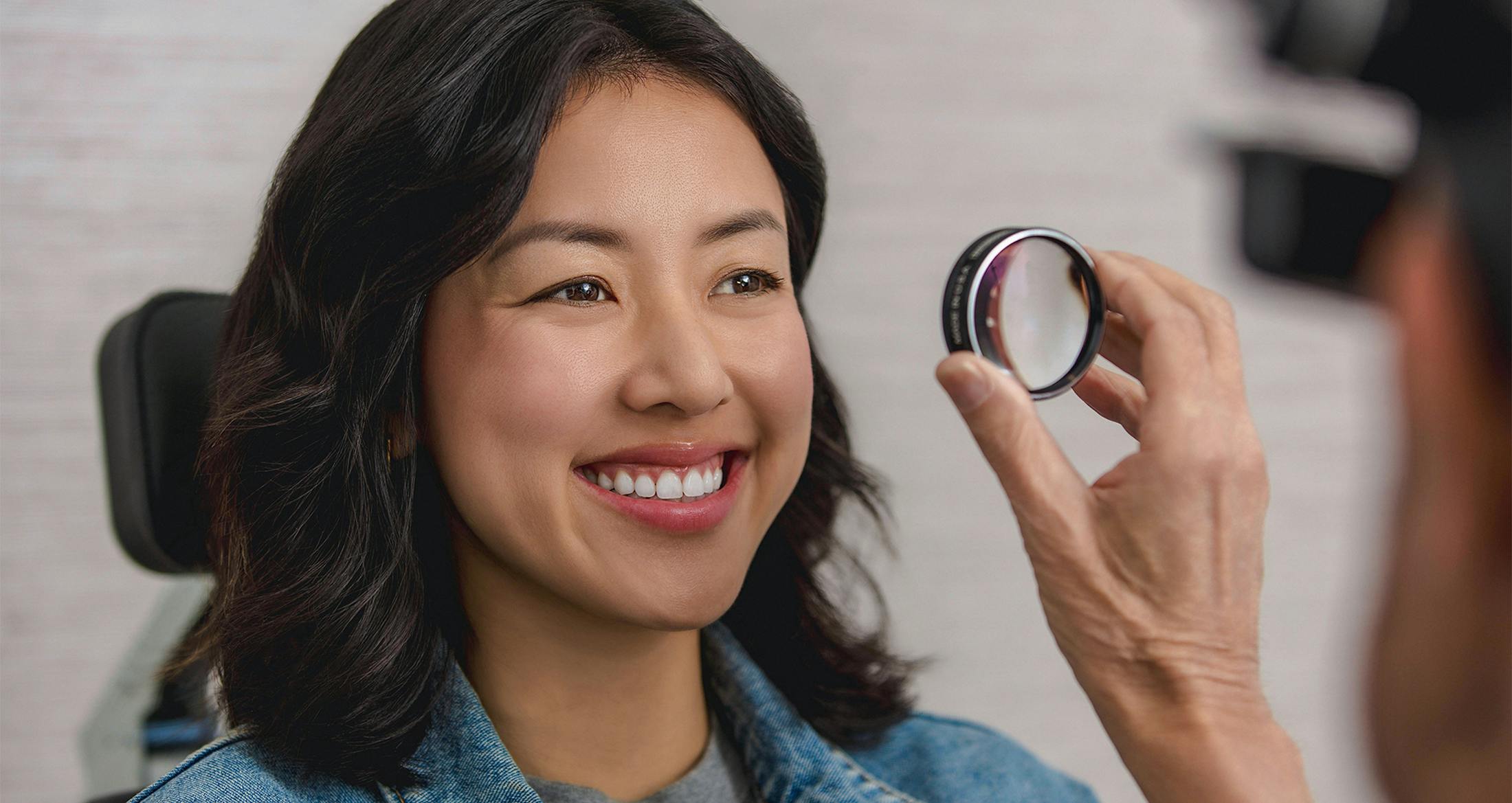 Woman getting here eyes checked