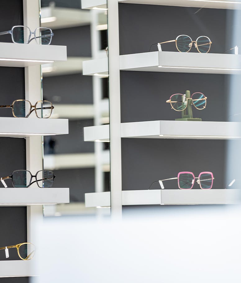 glasses on display