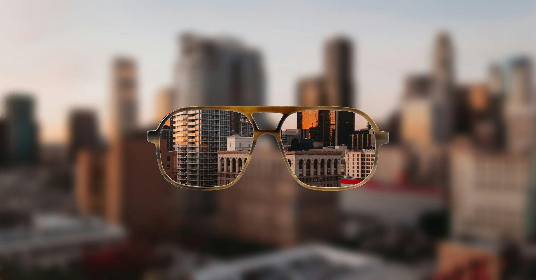 glasses and city