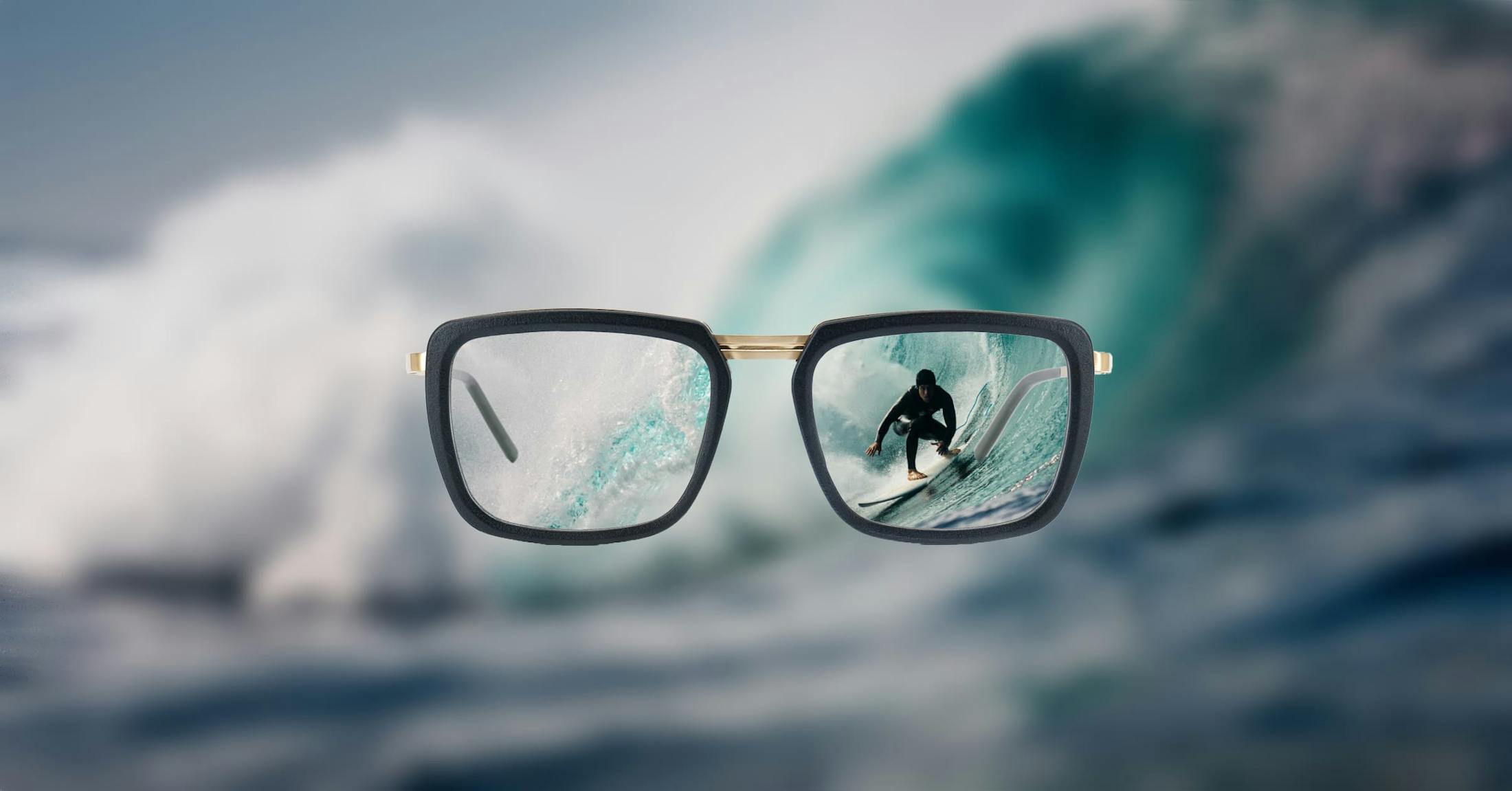 glasses and wave