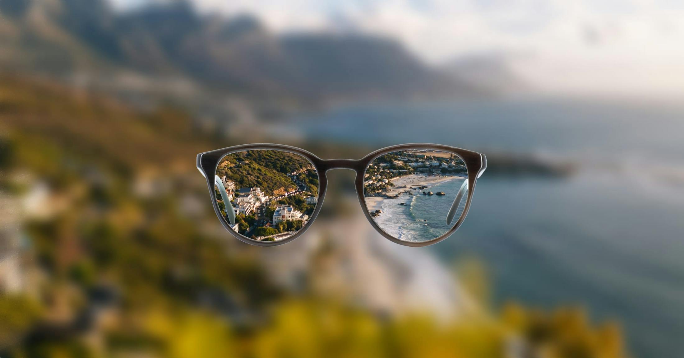 glasses and shoreline