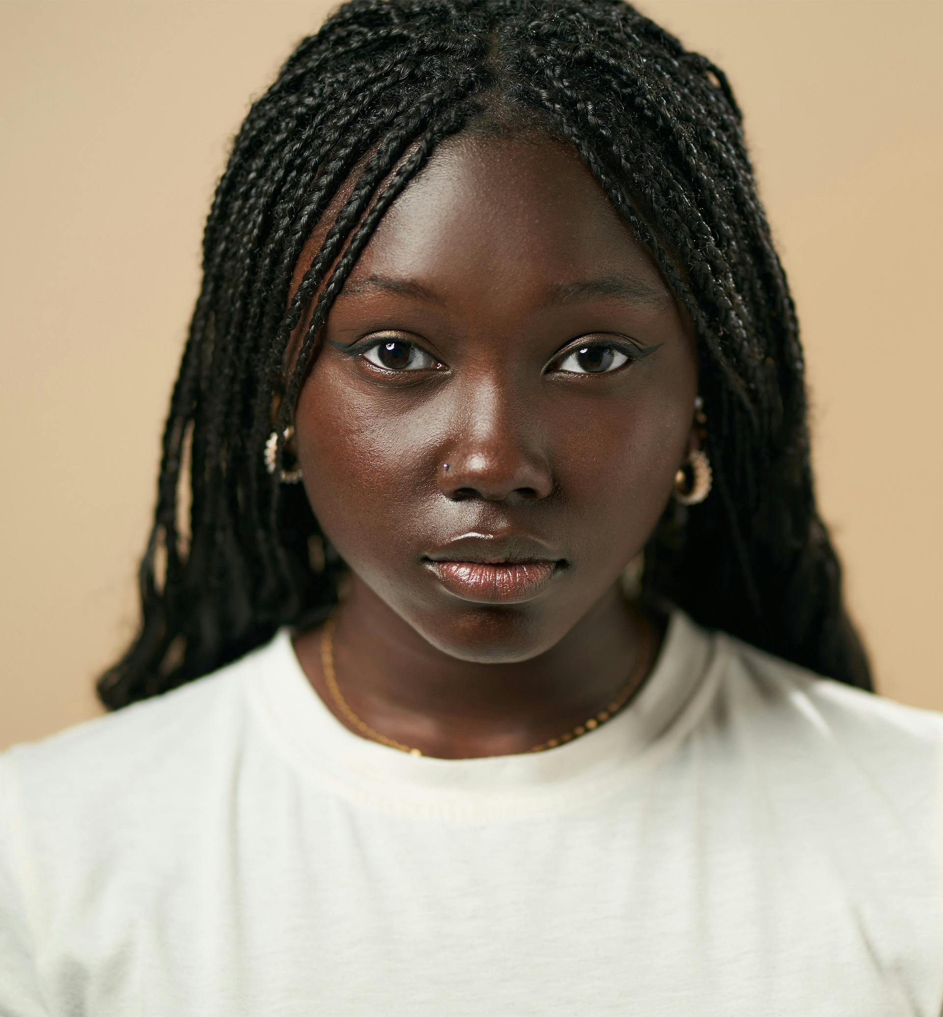 woman looking into the camera