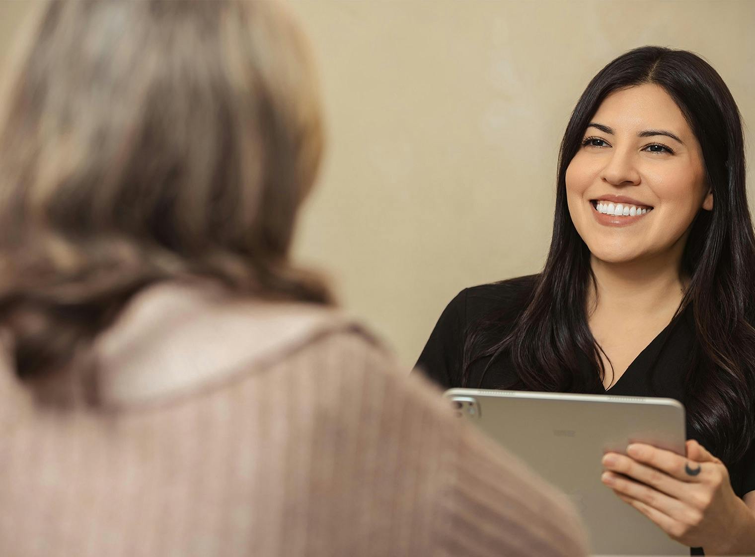nurse smiling at patient