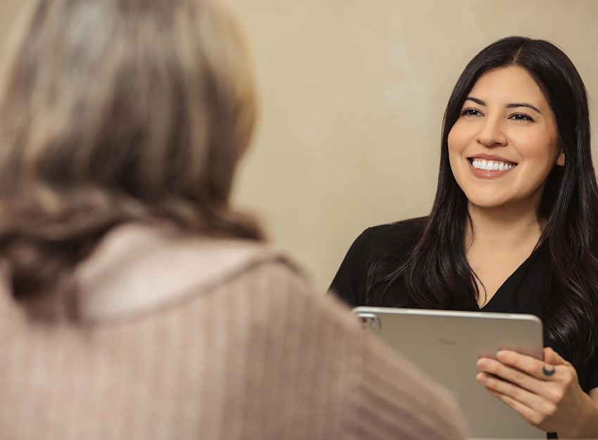 nurse smiling at patient