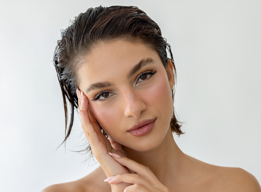 Women hand on face
