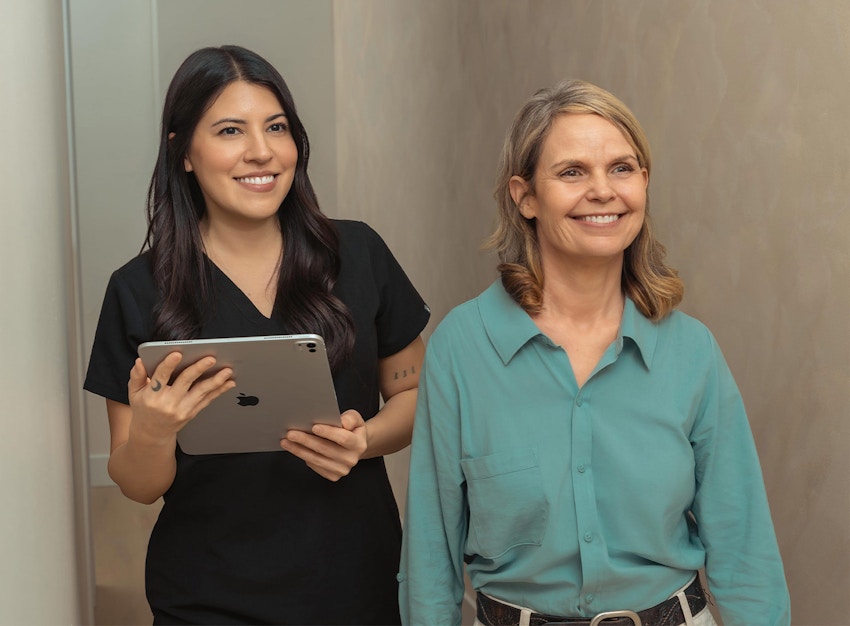 Smiling patient and physician