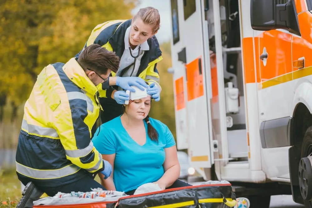 Ambulance taking care of a patient