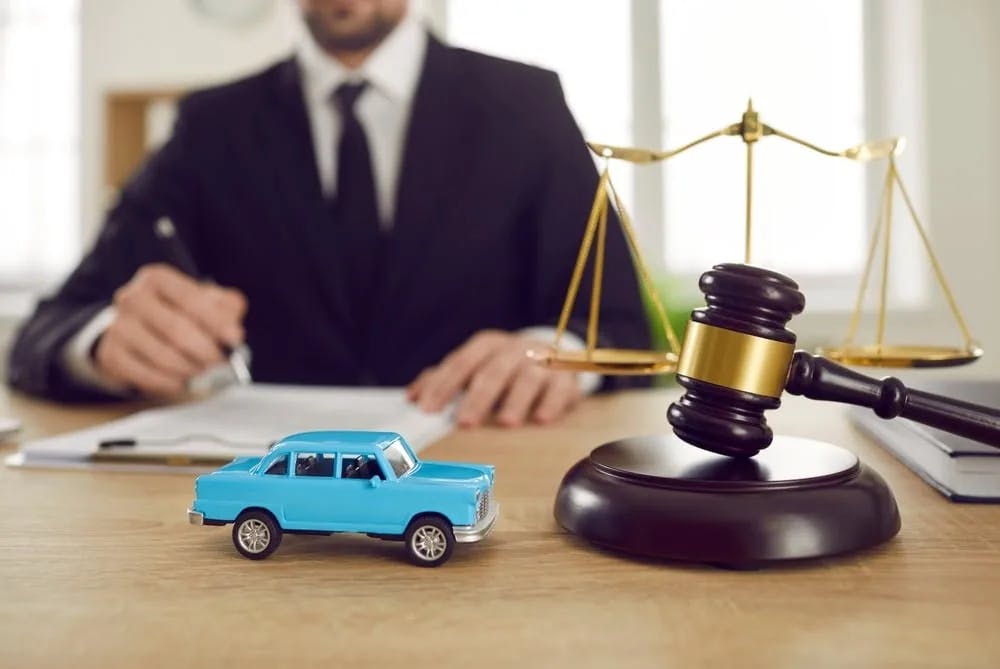 Legal documents Car accident lawyer filling out documents