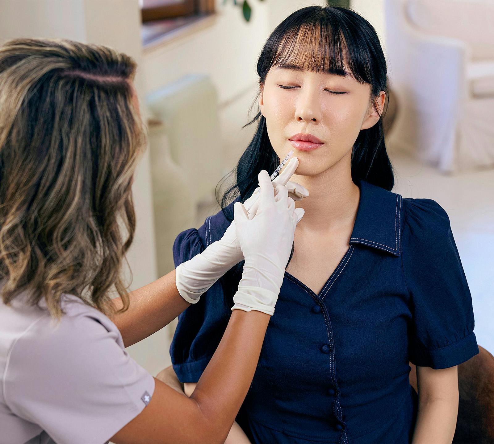 woman getting filler