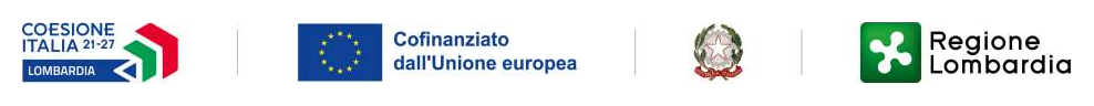 Loghi Coesione Italia 21-27 Lombardia, Cofinanziato dall'Unione europea, Repubblica Italiana, Regione Lombardia